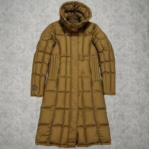 I. Spiewak & Sons Womens Small Down Puffer Coat Olive Green Funnel Neck Long